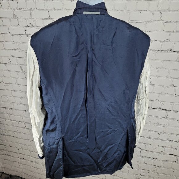 VTG Hickey Freeman Navy Pinstripe Worsted Wool 2 Button Blazer USA Made Size 44R - Picture 8 of 16